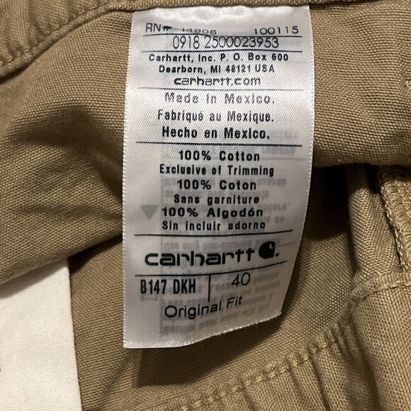 Men's Carhartt Carpenter Utility Shorts SZ 40x10 TAN B147 DKH Casual Work - Picture 9 of 9